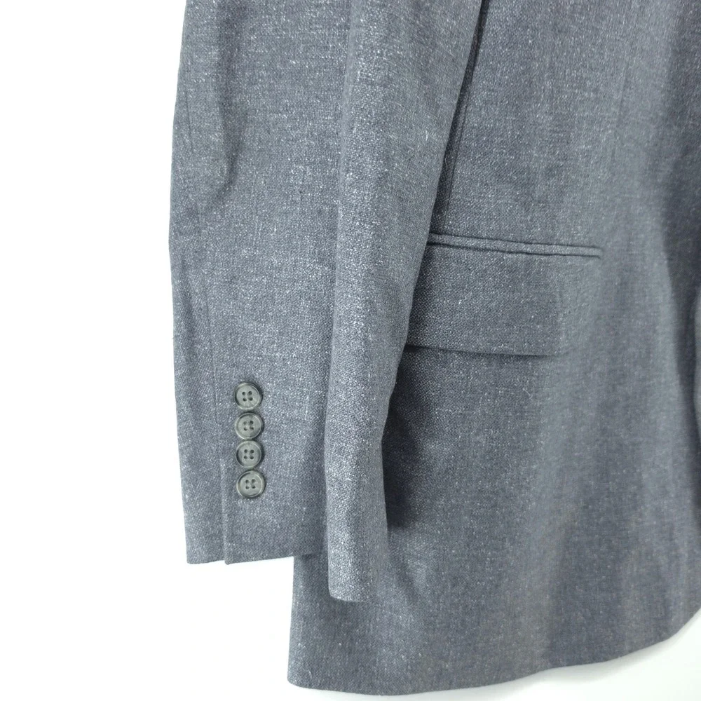 Jos A Bank Mens Blazer 100% Silk Grey Textured 42R Signature Collection 2-Button